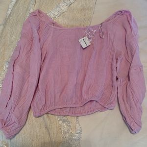 NWT FREE PEOPLE off shoulder light pink/purple top